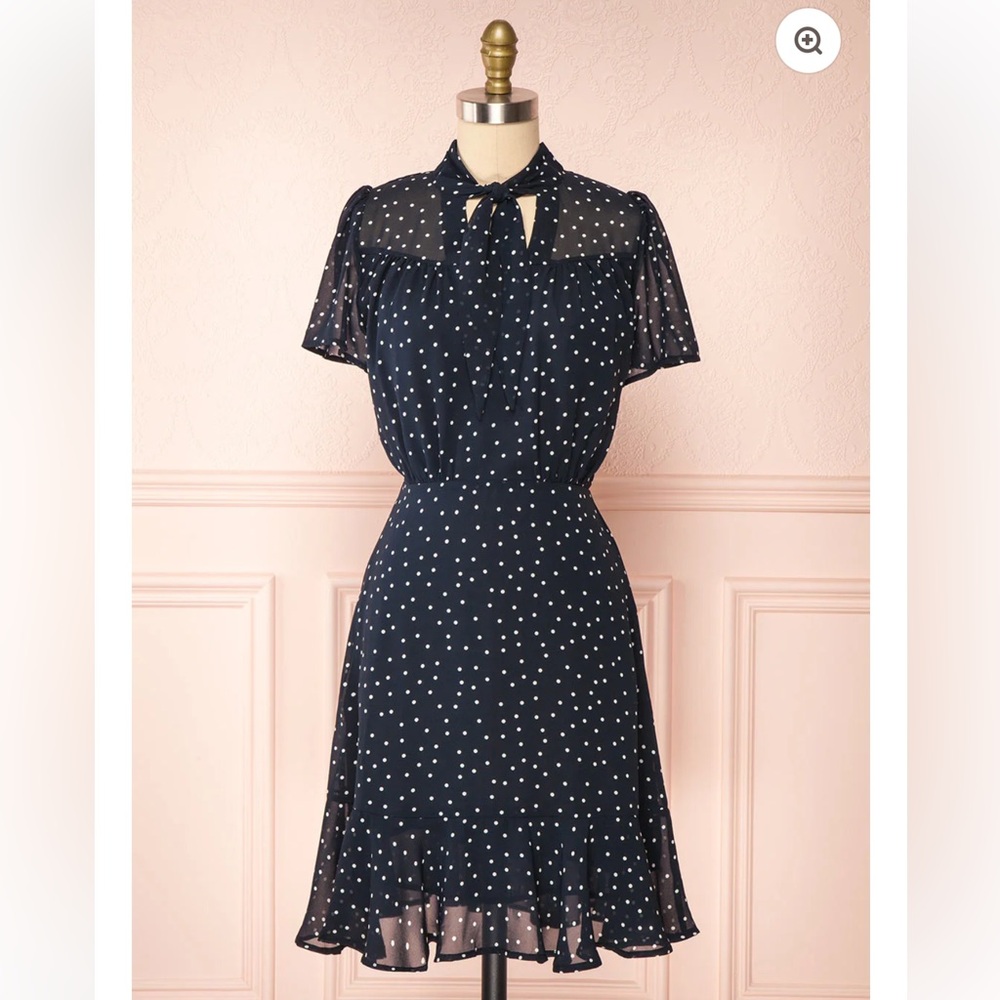 Vici Cameron Navy Short Polkadot Dress size small